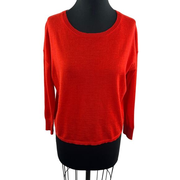 EILEEN FISHER Red Merino Wool Crewneck Sweater Pullover Long Sleeves Size XS - Picture 1 of 10